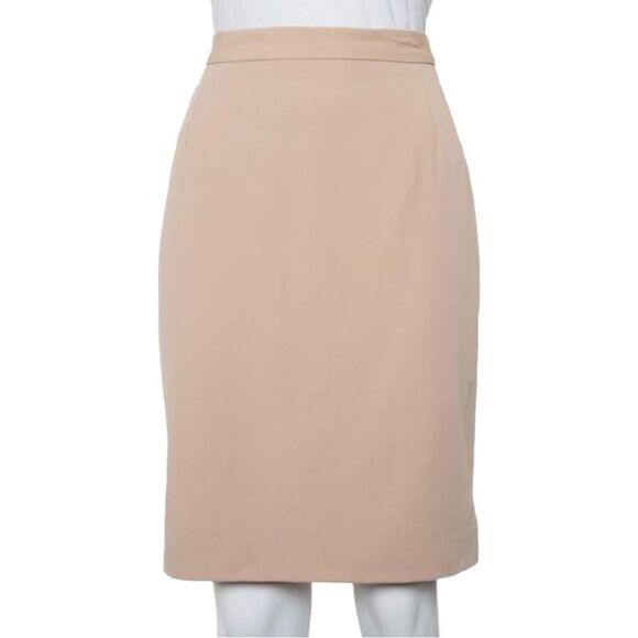 NWT MaxMara Beige Blush Wool Knee Length Pencil Skirt Size 6 Luxury Designer - Picture 1 of 12
